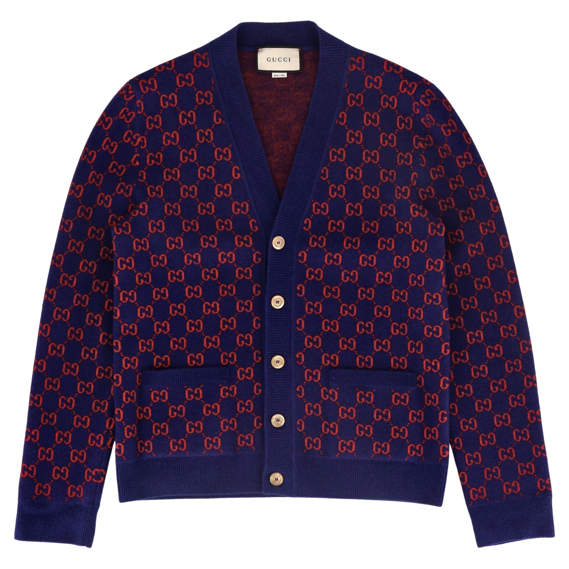 Cardigan Gucci con scollo a V in lana con logo "GG".