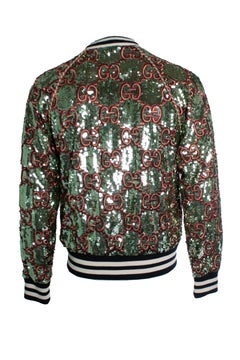 Gucci, All over sequin bomber in gold and pink