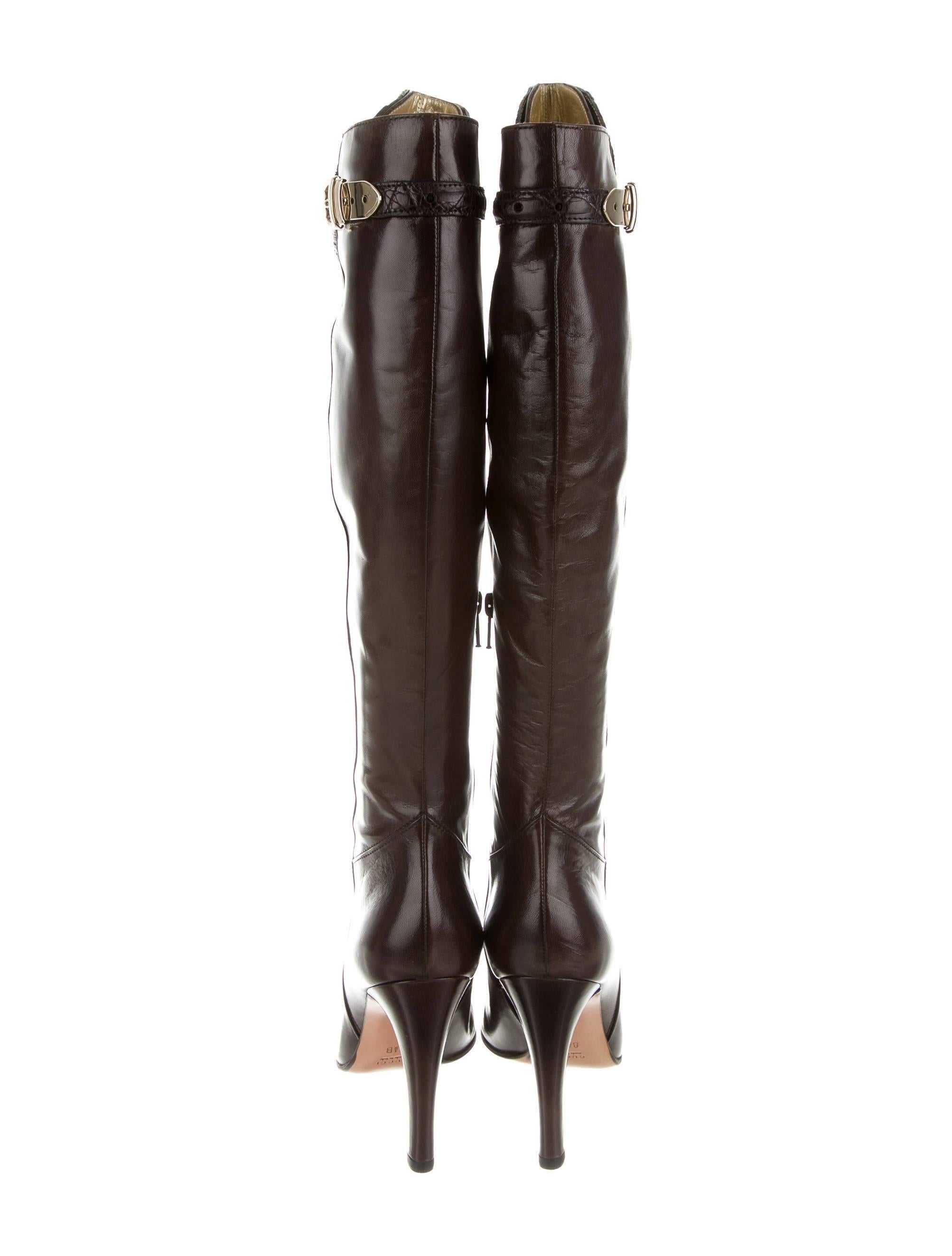 Gucci Alligator and Leather Boots Rare Fall Winter 2005 Sz 8 3