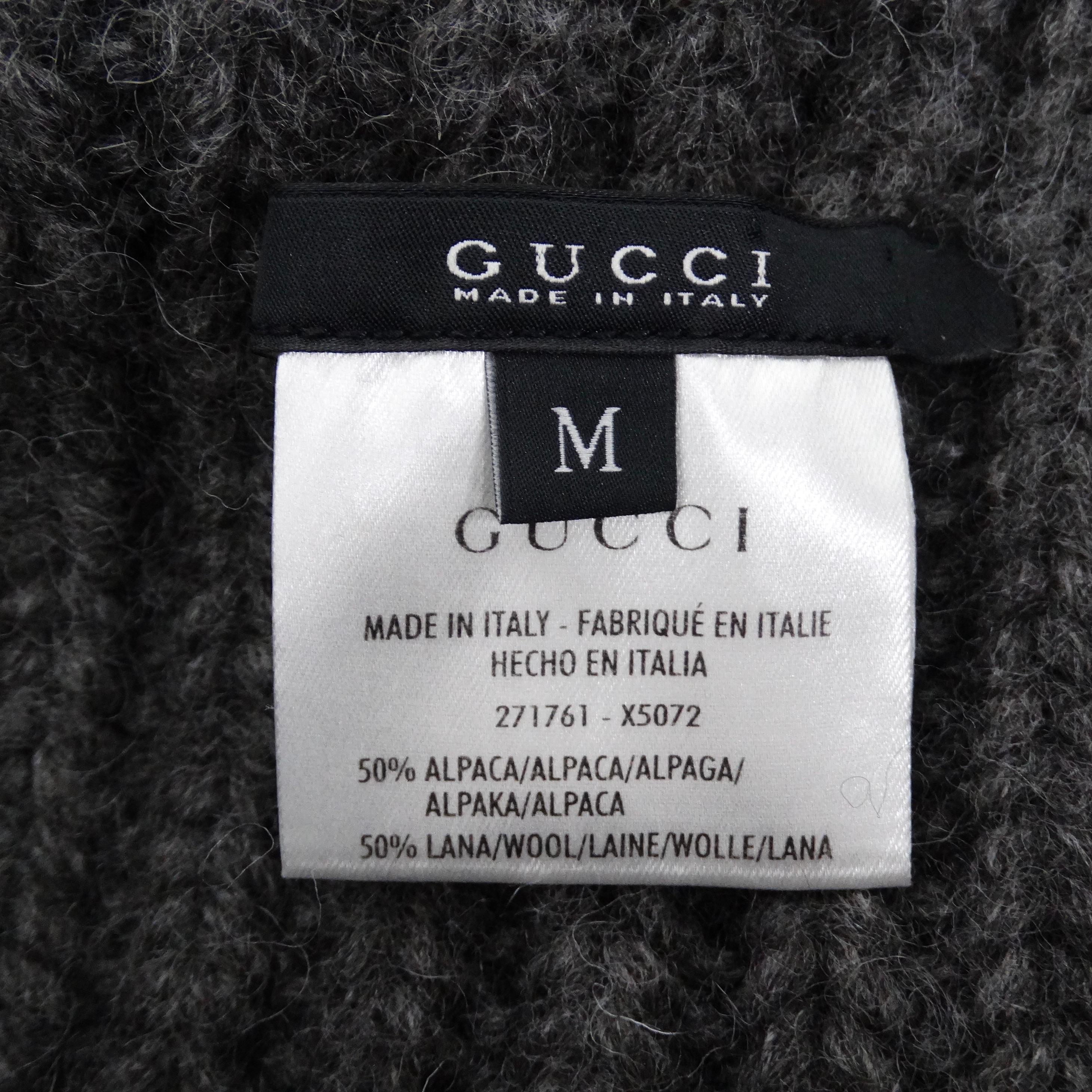 Gucci Alpaca Fringe Knit Poncho For Sale 3