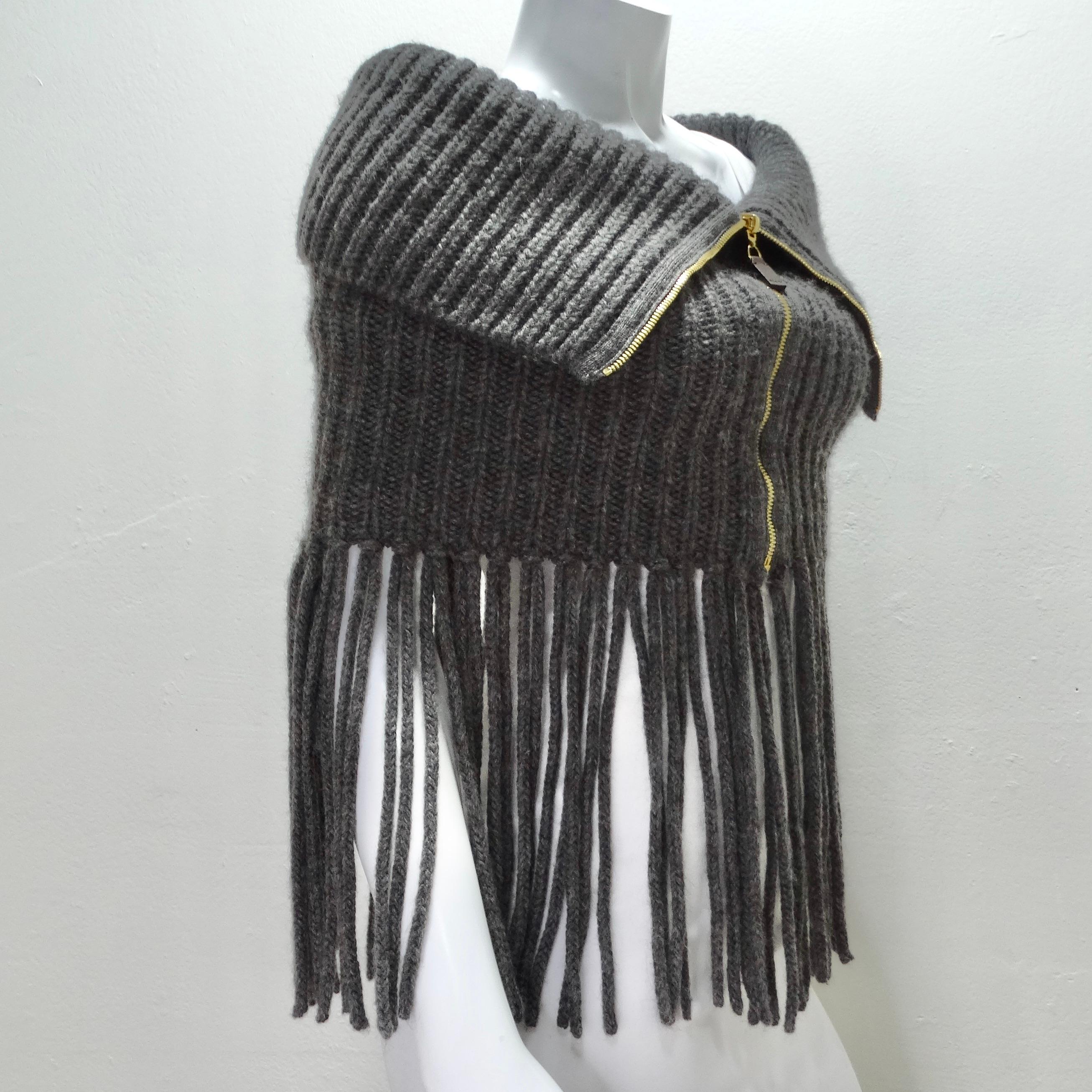 Black Gucci Alpaca Fringe Knit Poncho For Sale