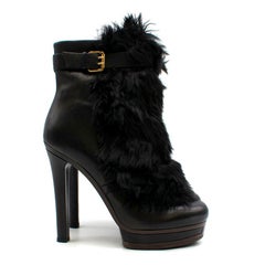 Gucci Alyona fur-panel platform ankle boots 40