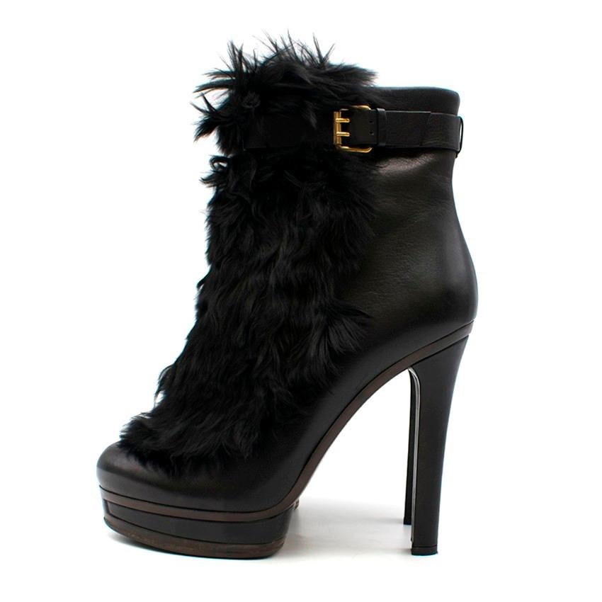 Gucci Alyona fur-panel platform ankle boots 40 In Good Condition In London, GB