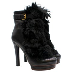 Gucci Alyona fur-panel platform ankle boots 40