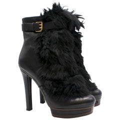 Gucci Alyona fur-panel platform ankle boots Size 40