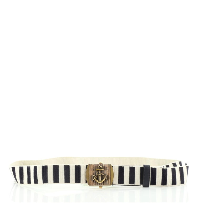 Gucci Anchor Buckle Belt Striped Fabric Medium Blue at 1stDibs