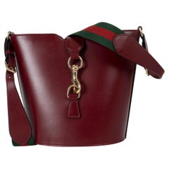 Bolso bandolera GUCCI Ancora de piel roja 2024 MINI BUCKET
