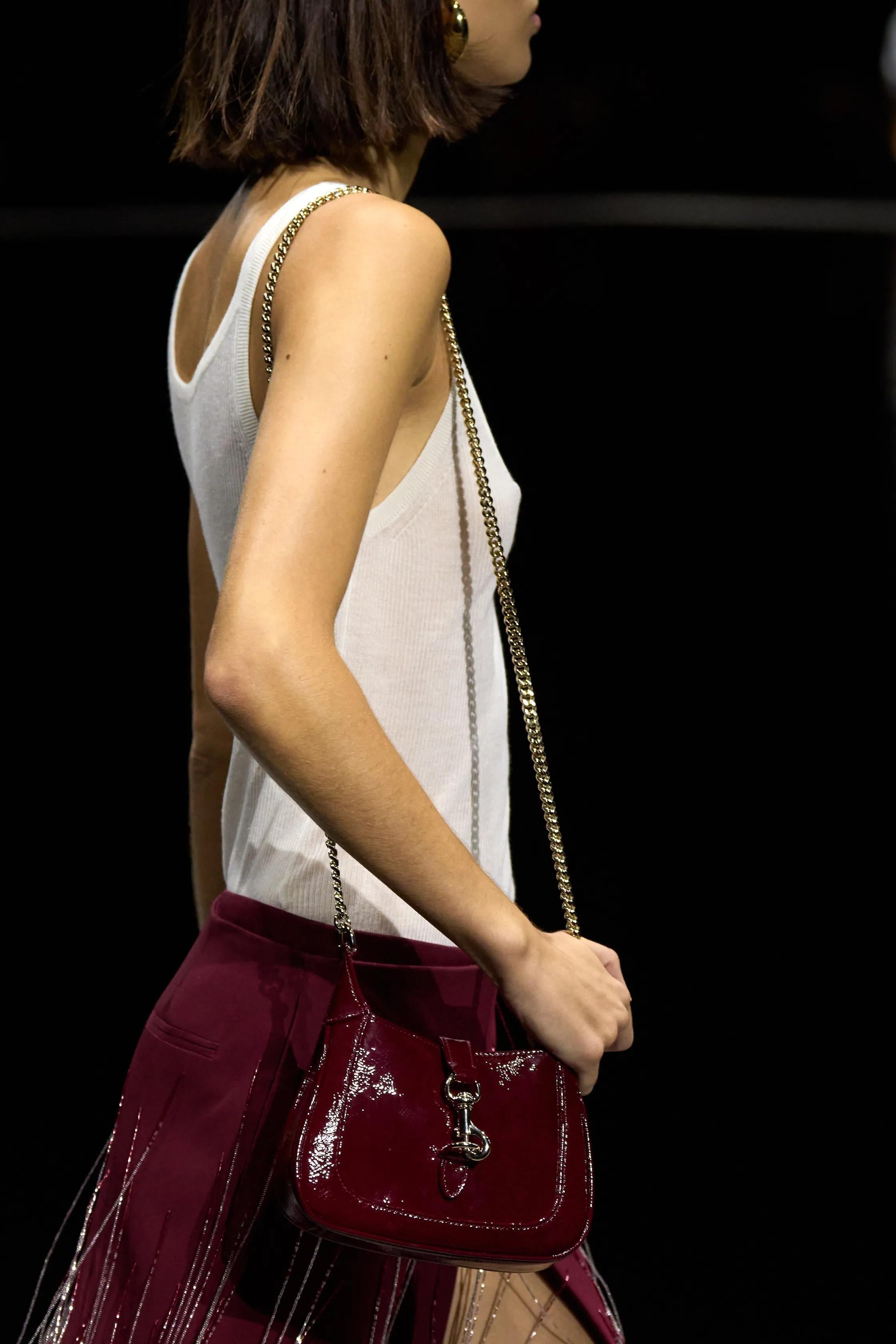 GUCCI Ancona red patent leather JACKIE NOTTE MINI Shoulder Bag 6
