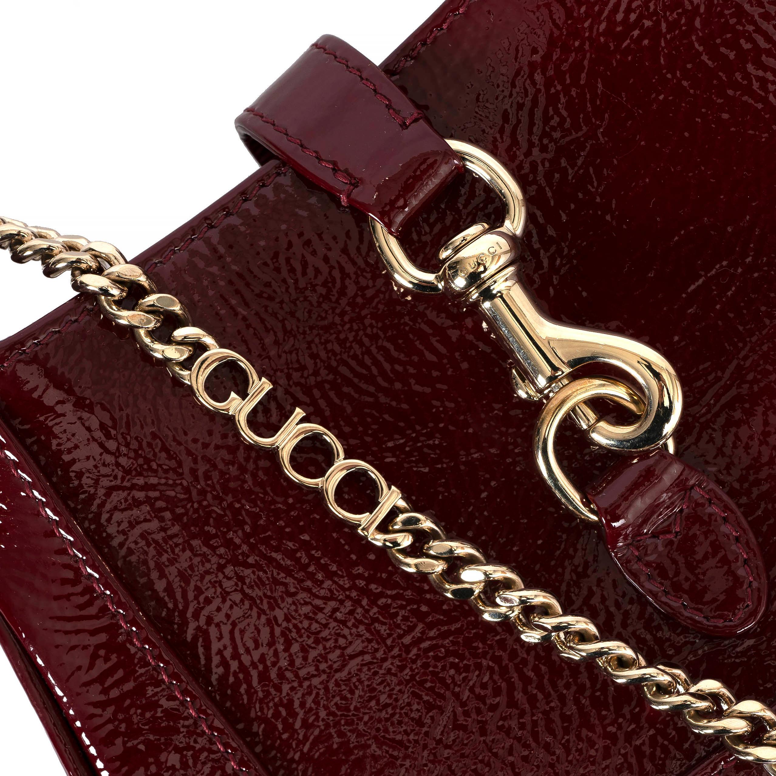Women's GUCCI Ancona red patent leather JACKIE NOTTE MINI Shoulder Bag