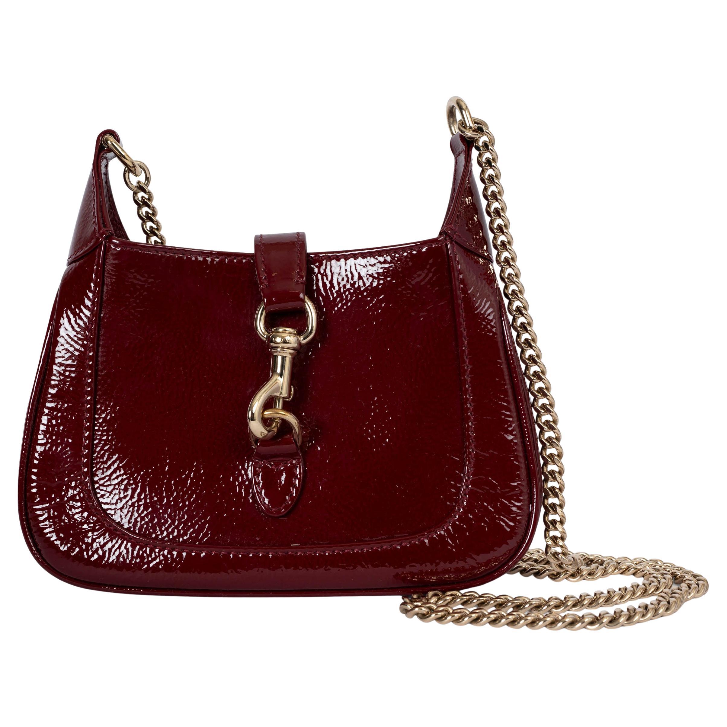 GUCCI Ancona red patent leather JACKIE NOTTE MINI Shoulder Bag