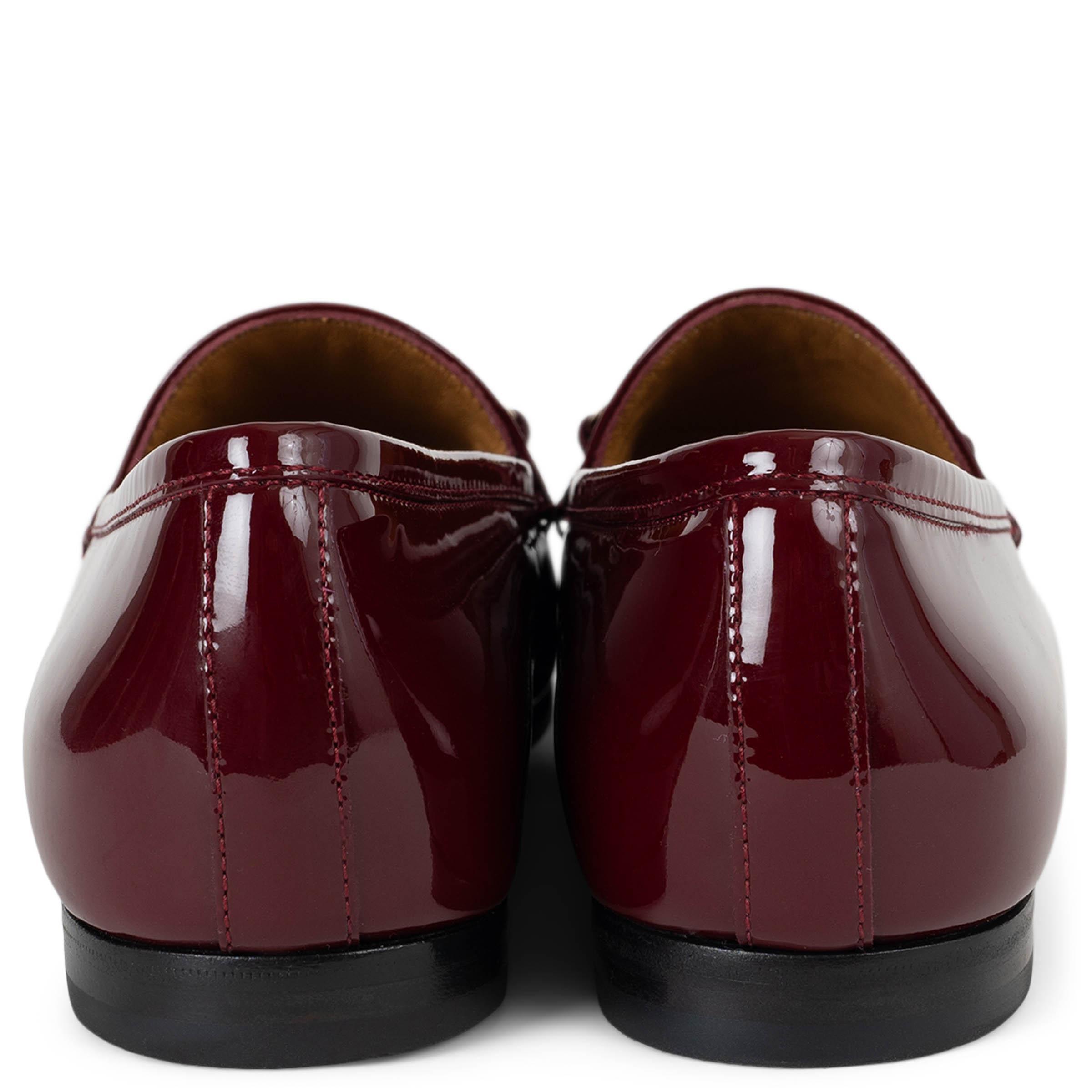 GUCCI Ancora burgundy patent leather JORDAAN Loafers Shoes 38.5 In New Condition For Sale In Zürich, CH