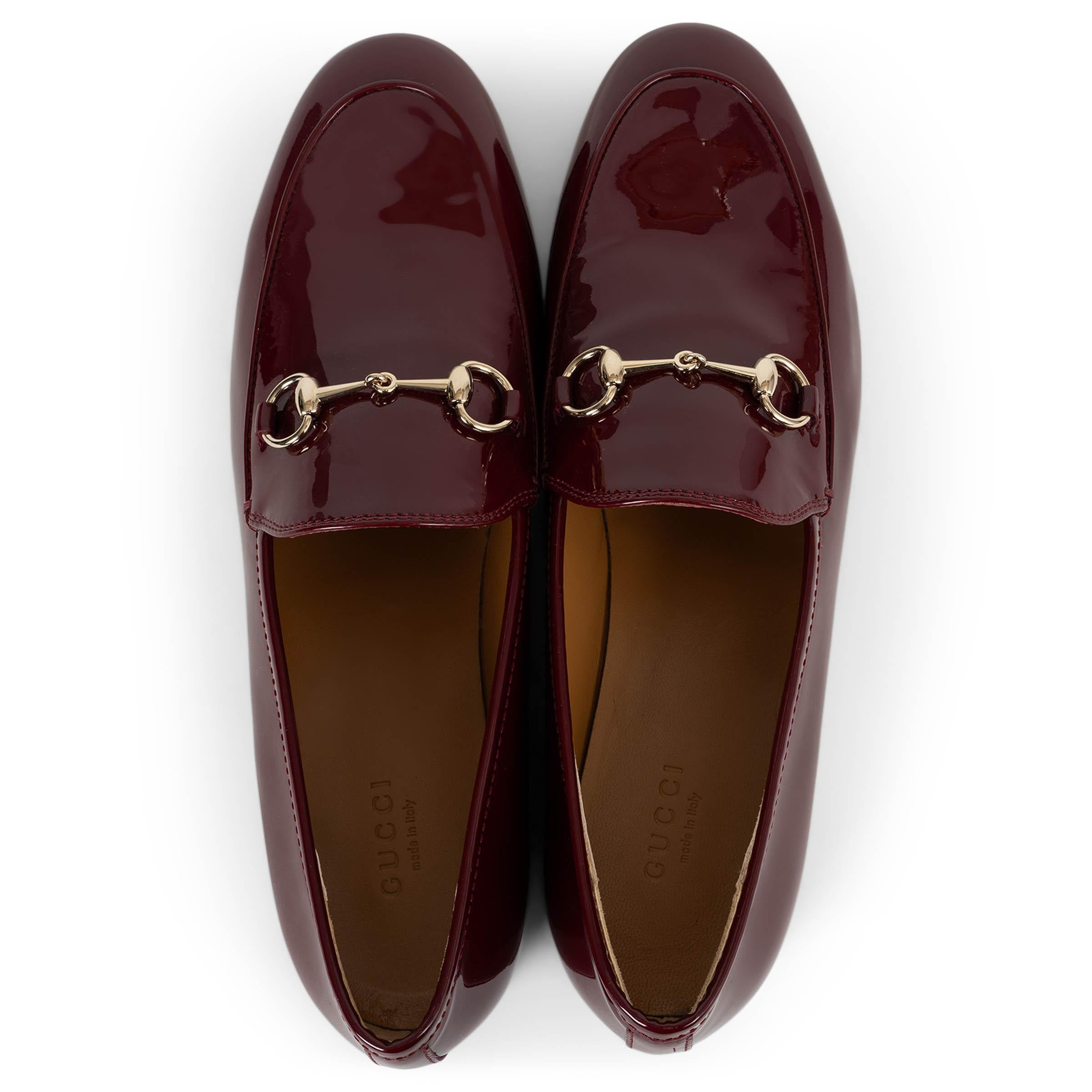Women's GUCCI Ancora burgundy patent leather JORDAAN Loafers Shoes 38.5 For Sale