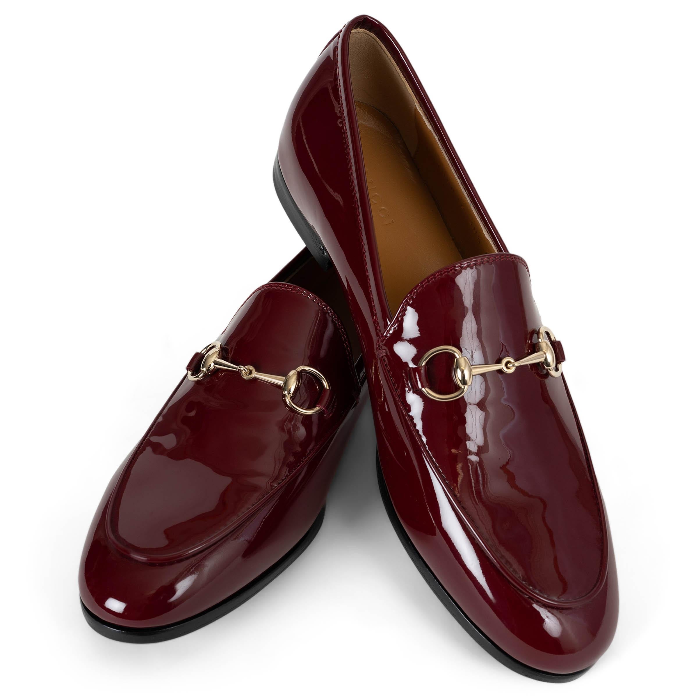 GUCCI Ancora burgundy patent leather JORDAAN Loafers Shoes 38.5 For Sale 1