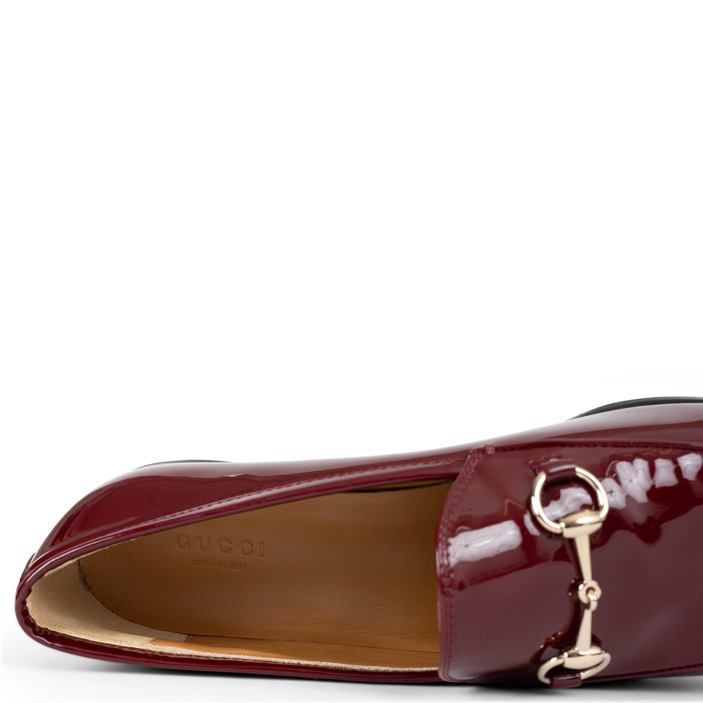 GUCCI Ancora burgundy patent leather JORDAAN Loafers Shoes 38.5 For Sale 2