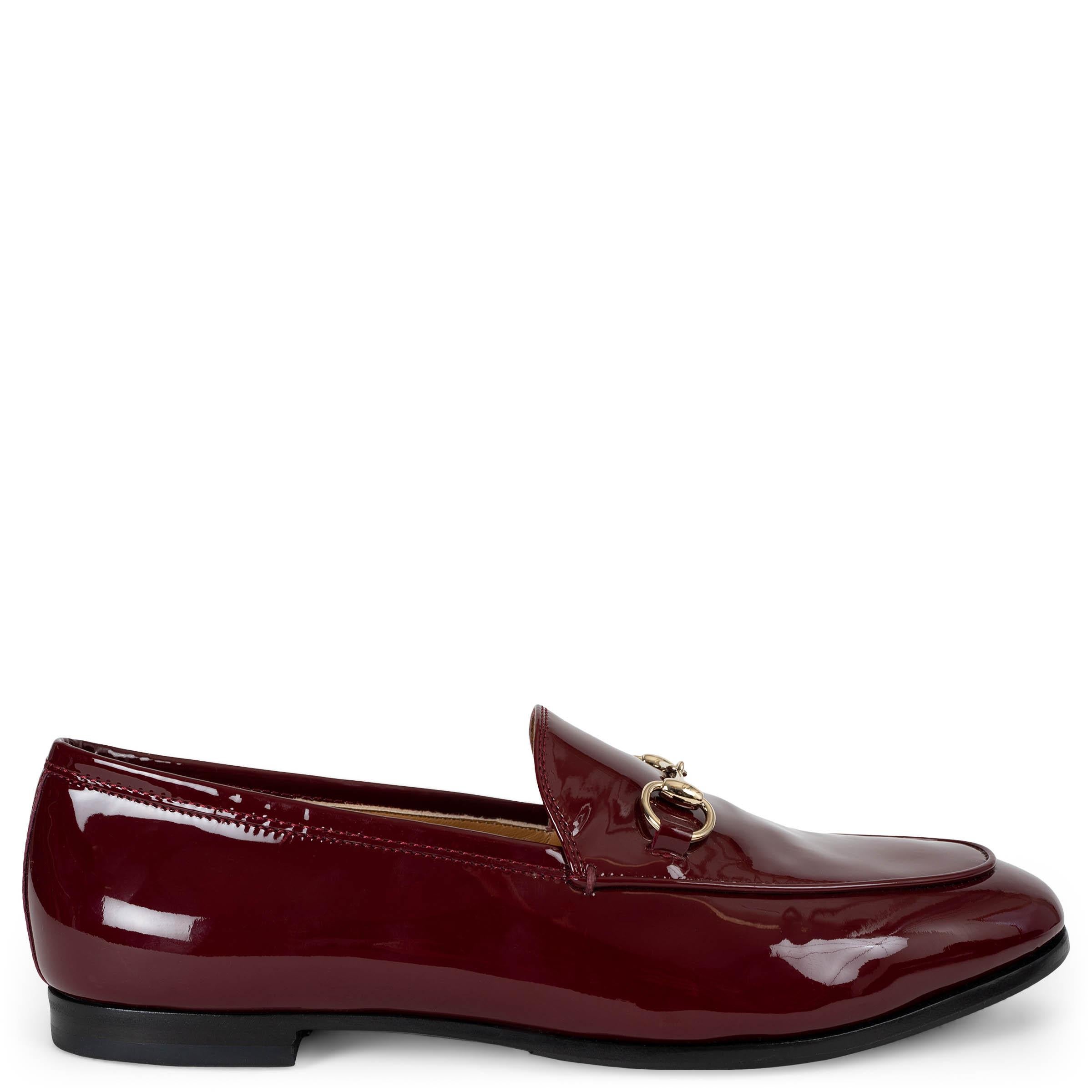 GUCCI Ancora burgundy patent leather JORDAAN Loafers Shoes 38.5 For Sale