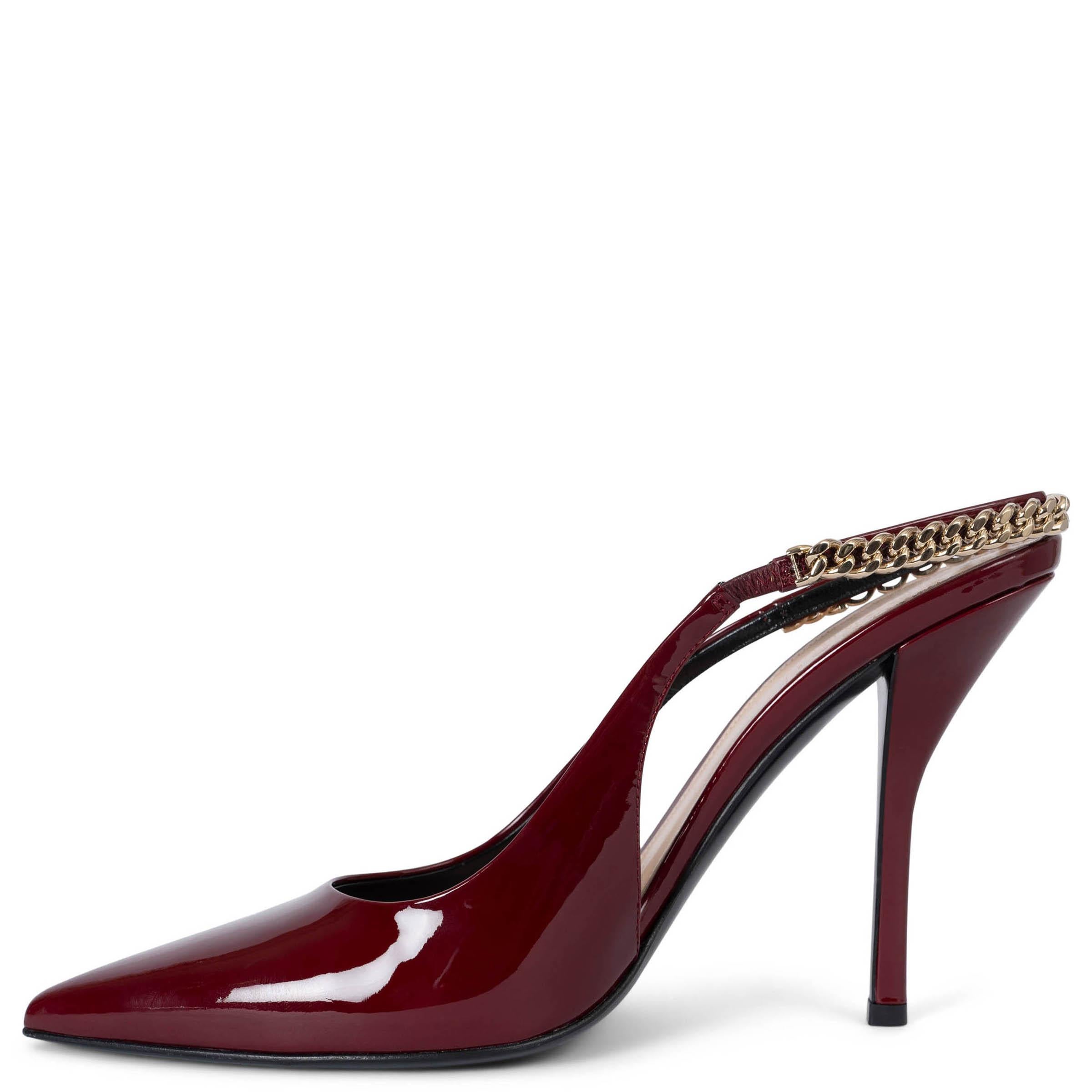 Black GUCCI Ancora red patent leather 2024 SIGNORA Slingbacks Shoes 39 For Sale
