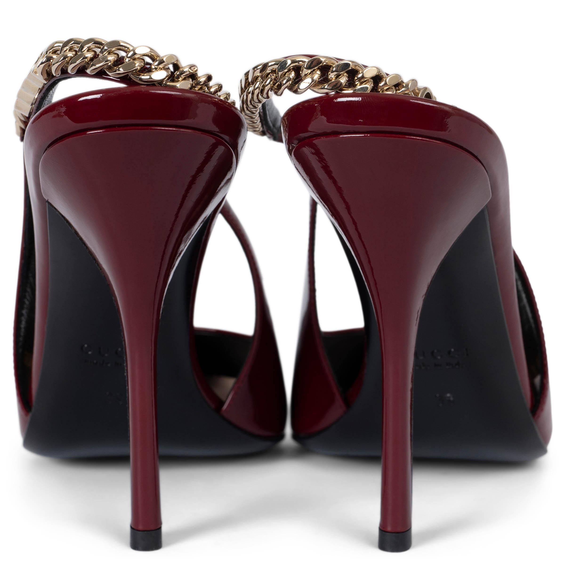 GUCCI Ancora red patent leather 2024 SIGNORA Slingbacks Shoes 39 In Excellent Condition For Sale In Zürich, CH