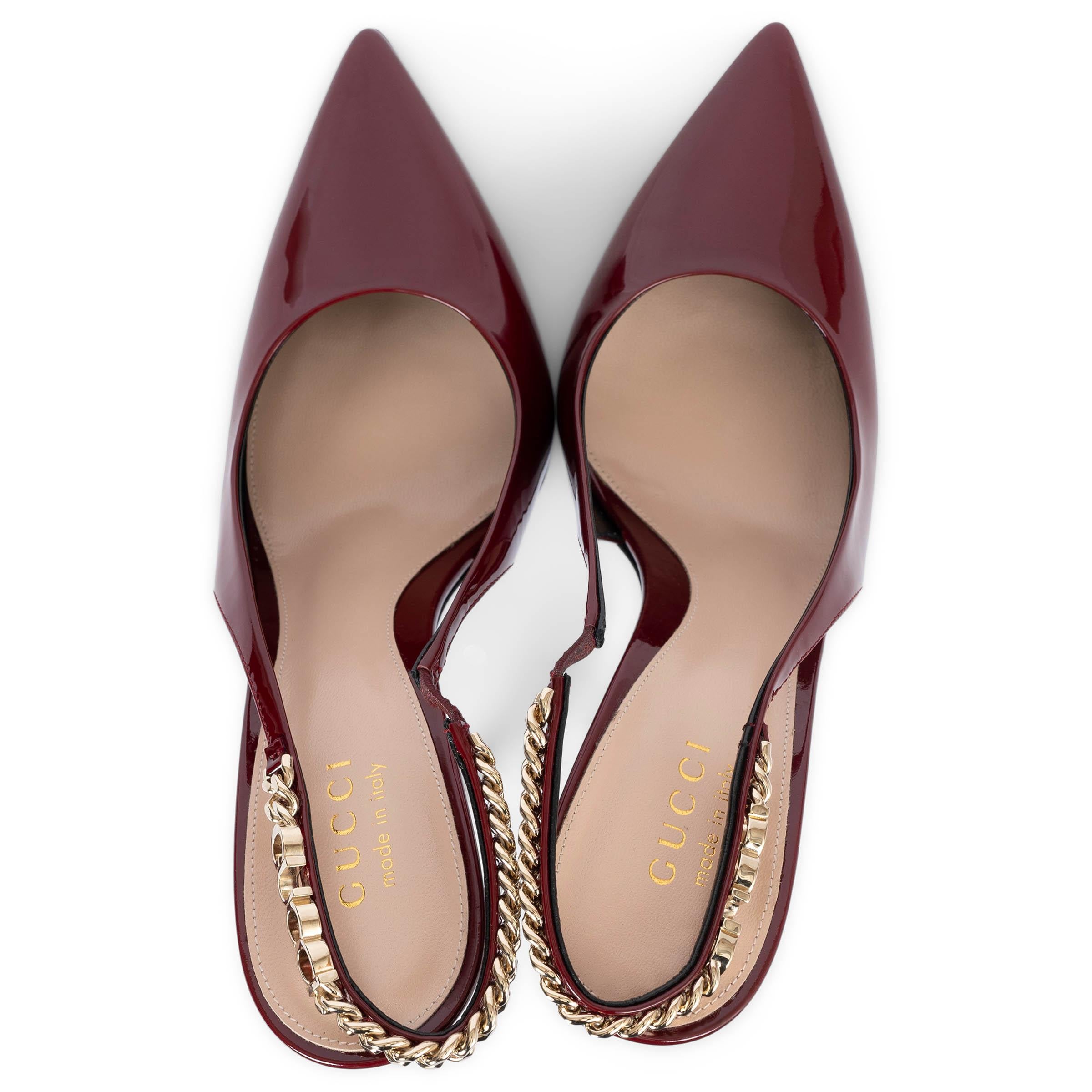 Women's GUCCI Ancora red patent leather 2024 SIGNORA Slingbacks Shoes 39 For Sale