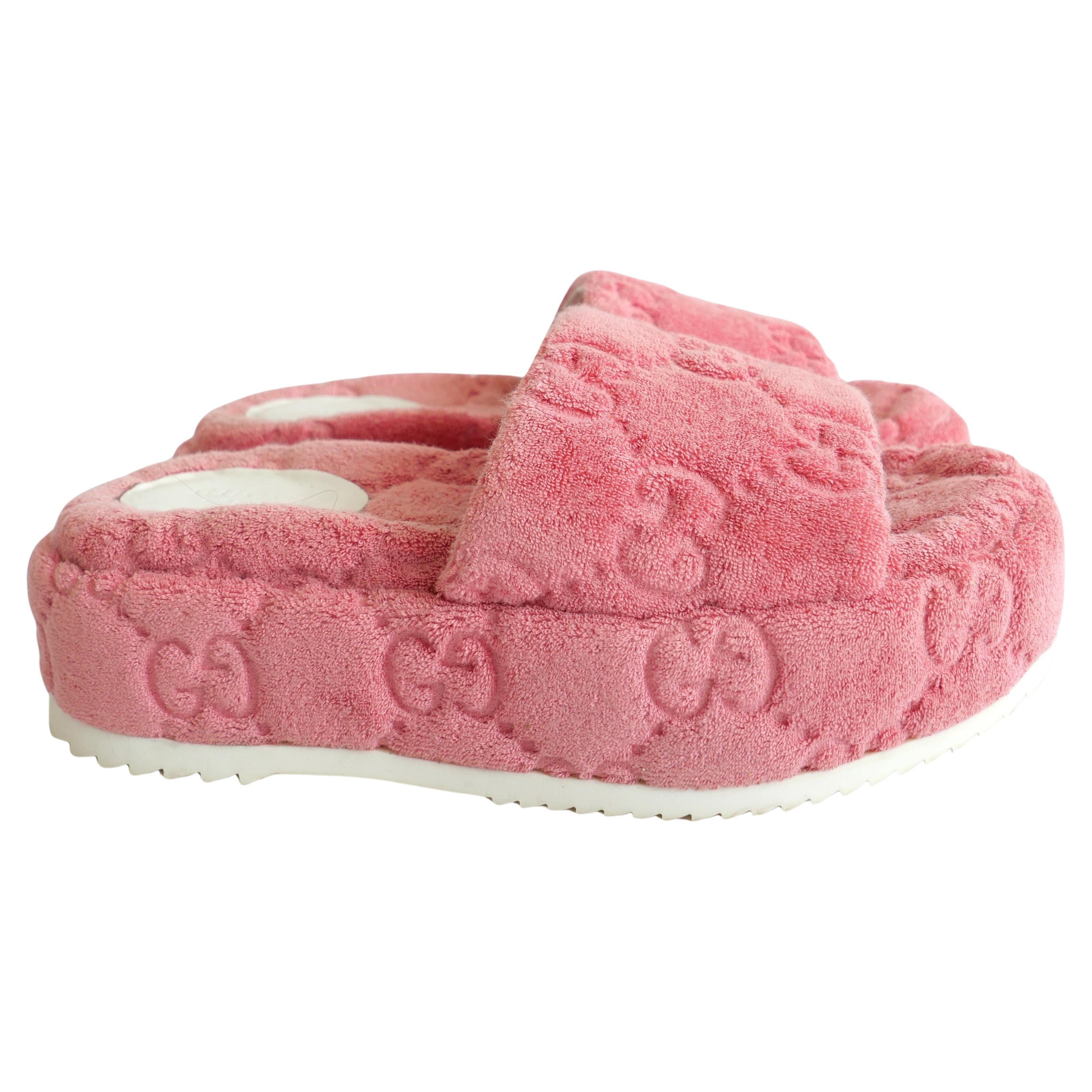 Gucci Angelina GG Pink Platform Slides