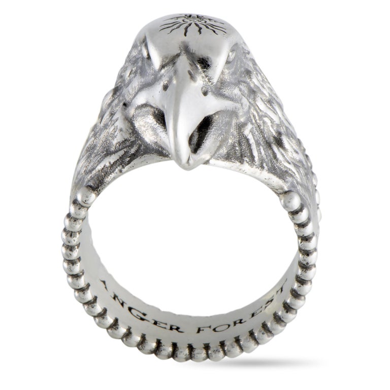 Gucci Anger Forest Silver Eagle Head Ring For Sale at 1stDibs
