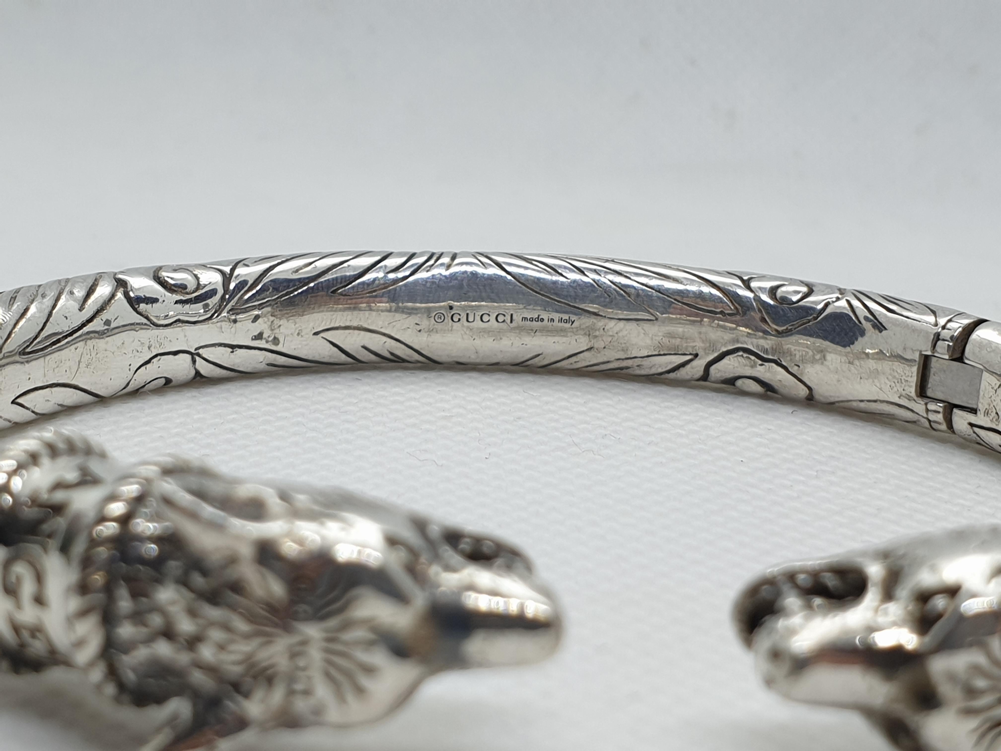 Men's Gucci Anger Forest Sterling Silver Man Bracelet, 2010s For Sale