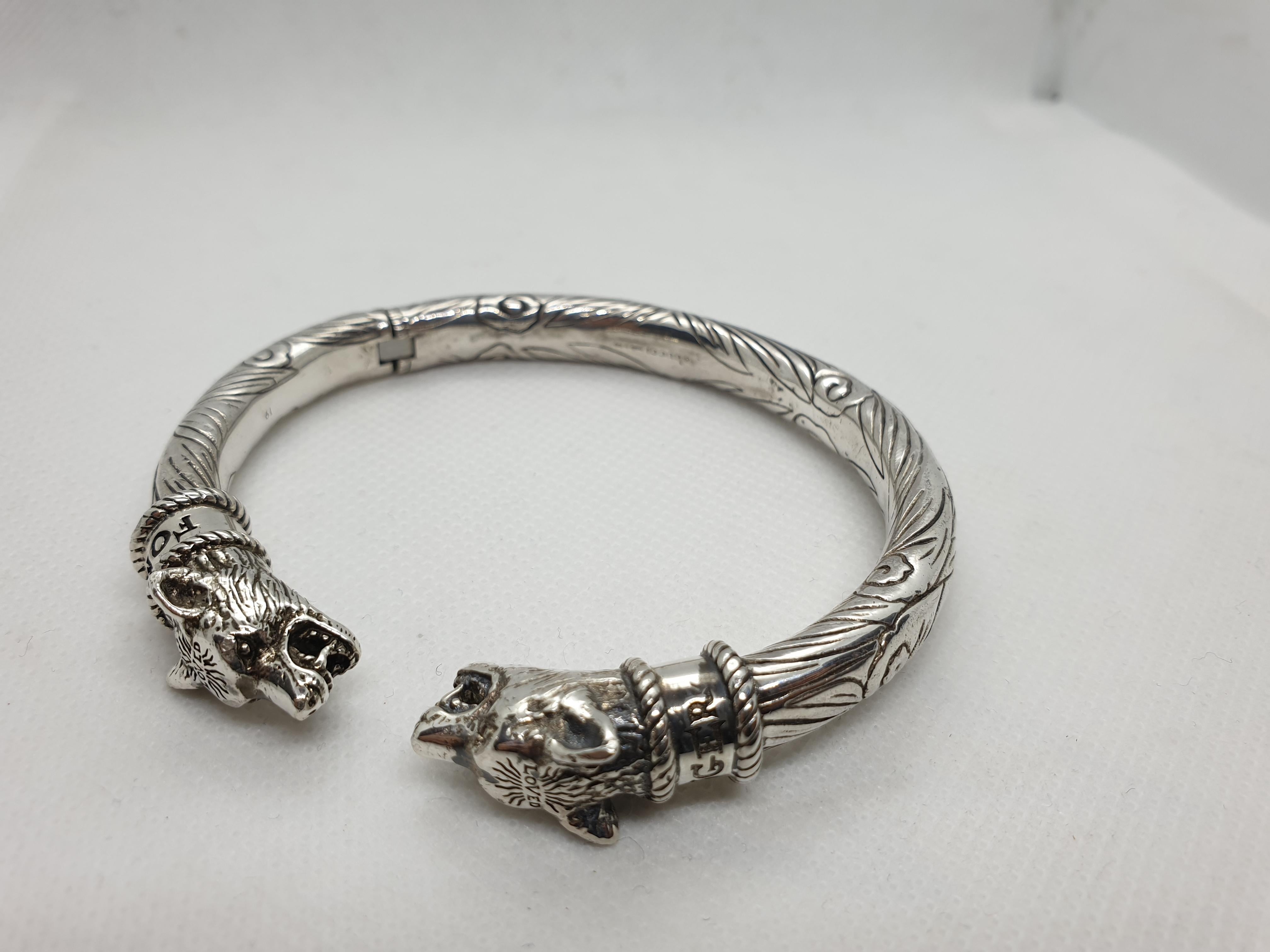 Gucci Anger Forest Sterling Silver Man Bracelet, 2010s For Sale 3