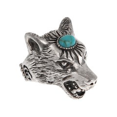 Gucci Anger Forest Turquoise Wolf Sterling Silver Ring Sz 9 Gucci Anger Forest Turquoise Wolf Sterling Silver Ring Sz 9