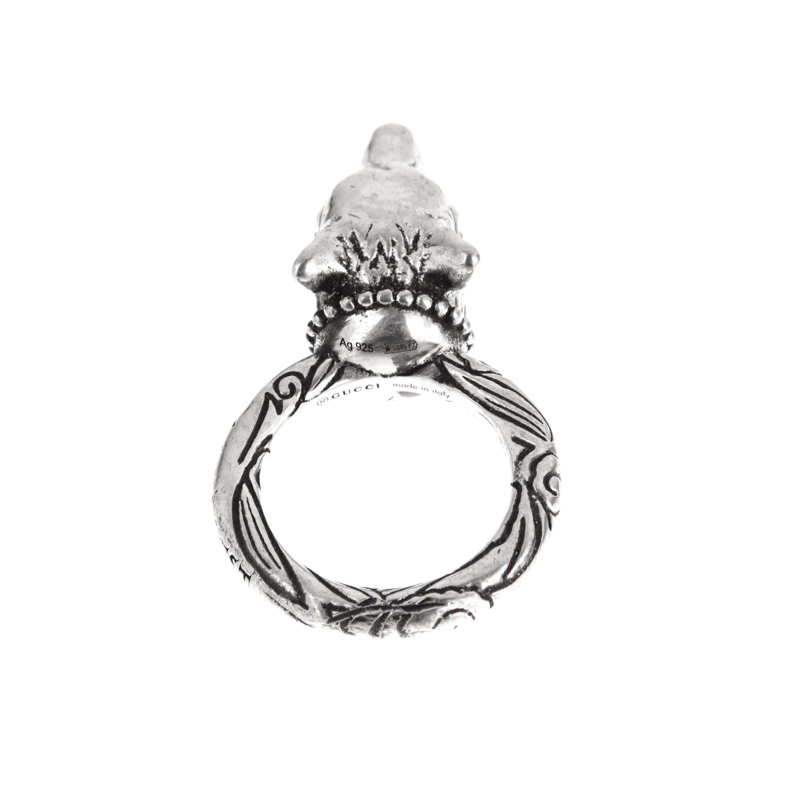 Contemporaneo Gucci Anello in argento Sterling WOLFS Misura 7 1/4 in vendita