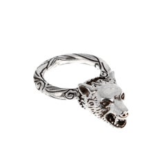Gucci Anger Forest Wolf Sterling Silver Ring Size 8 1/4