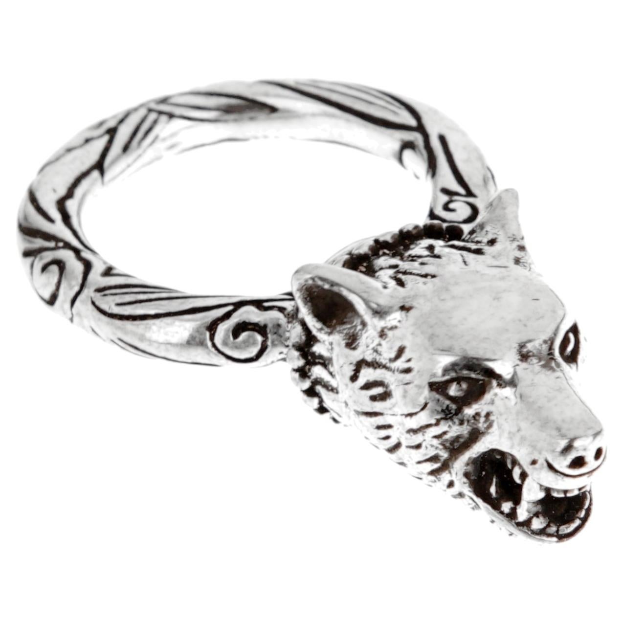 Gucci Anger Forest Wolf Sterling Silver Ring Size 8 3/4