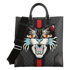 Gucci Angry Cat Convertible Web Tote GG Coated Canvas Tall 