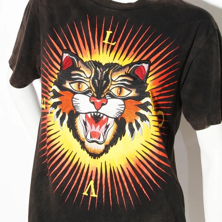 Gucci Angry Cat Print T-Shirt For Sale at 1stDibs gucci cat tshirt