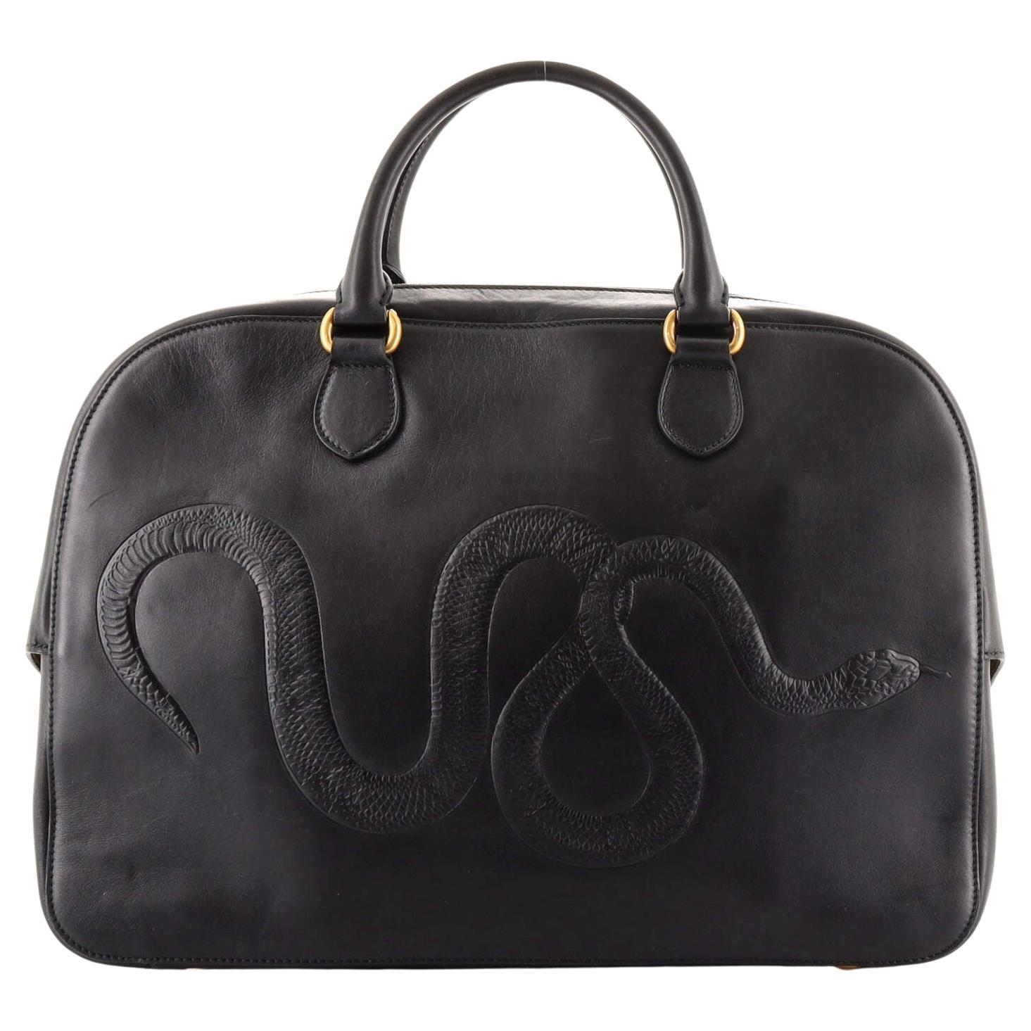 Gucci Animal Duffle Bag Embossed Leather Large