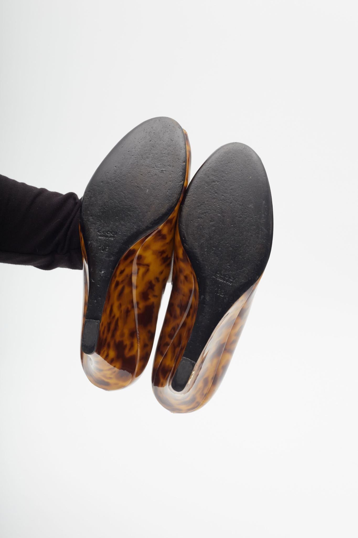 Gucci Animal Print G Logo Patent Wedges (10B) For Sale 1