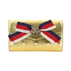 Gucci Animalier Broadway Bow Clutch Embellished Leather