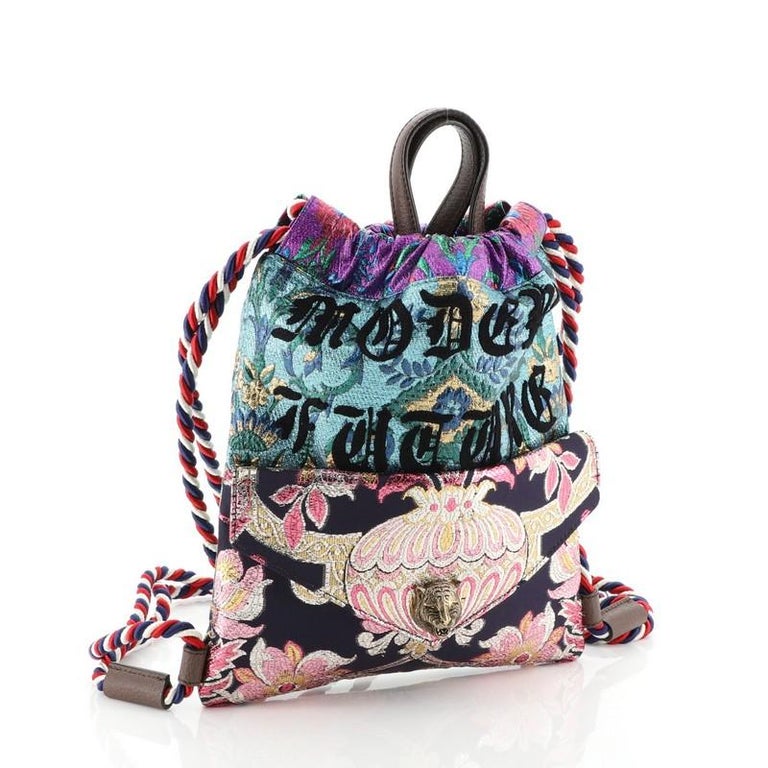 Gucci Animalier Drawstring Backpack Brocade Small at 1stDibs