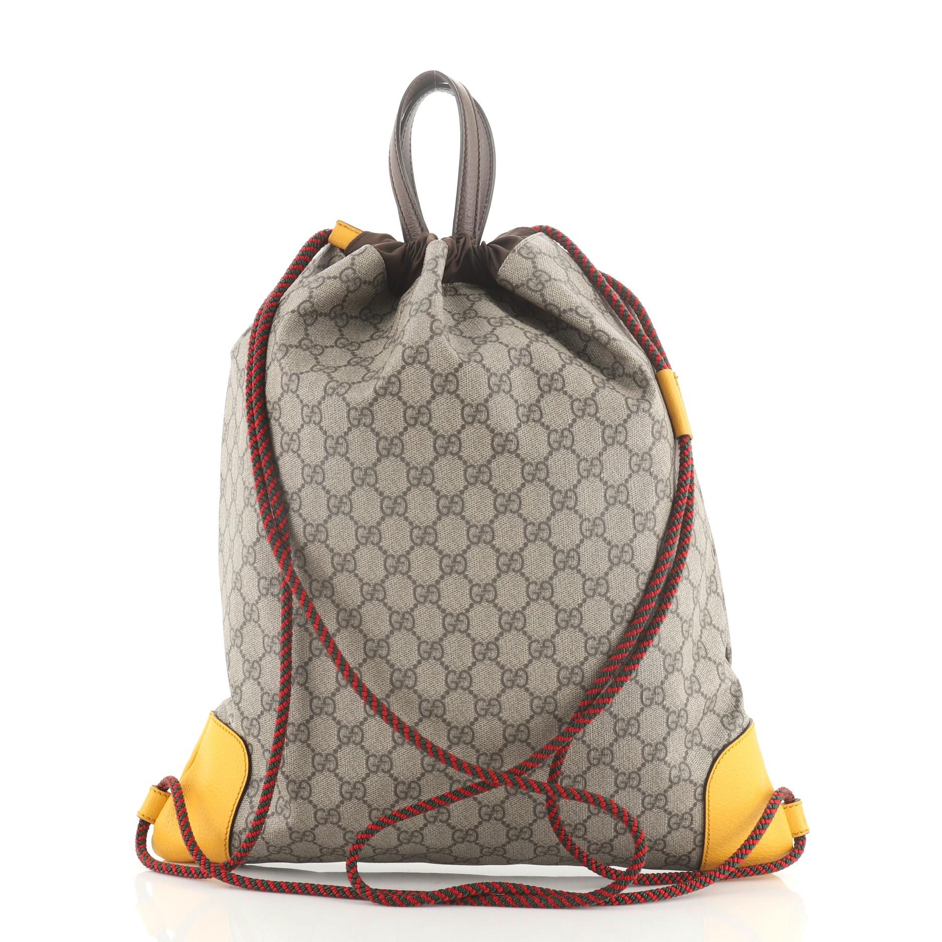 Gucci Animalier Drawstring Backpack GG Coated Canvas Large  In Good Condition In NY, NY