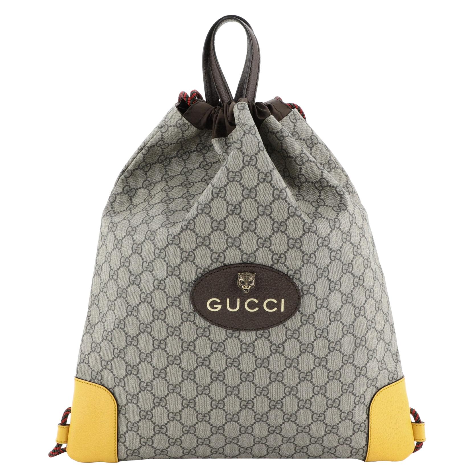 Gucci Animalier Drawstring Backpack GG Coated Canvas Large 