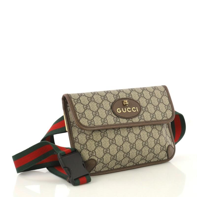 Gray Gucci Animalier Flap Belt Bag GG Coated Canvas