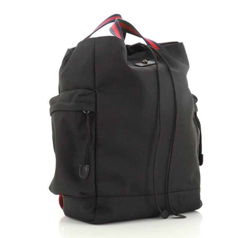 Gucci Animalier Web Drawstring Backpack Techno Canvas ...