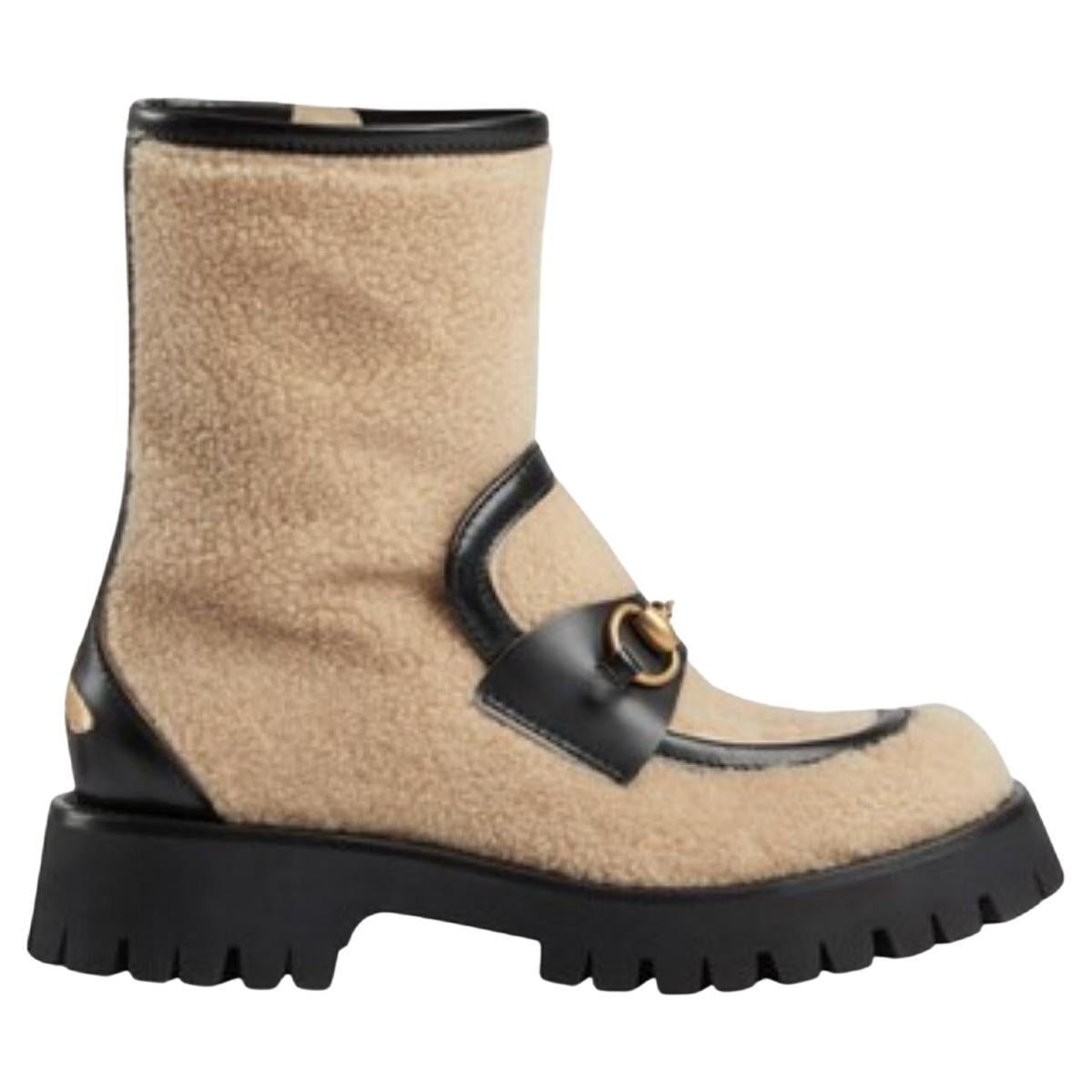 Gucci Ankle Boot With Horsebit In Neutrals For Sale