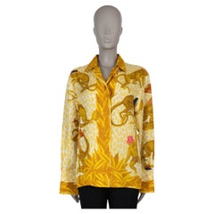 GUCCI antique gold silk VINTAGE MONKEY PRINT Shirt 38 XS
