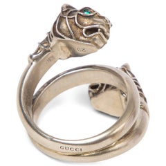 GUCCI antiker DOUBLE TIGER HEAD Ring aus Silber 9,5