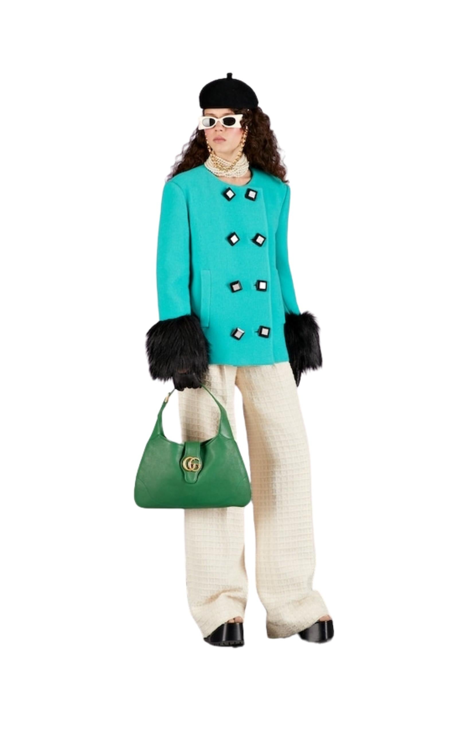Gucci Aphrodite Green Leather Hobo Shoulder Bag For Sale 3