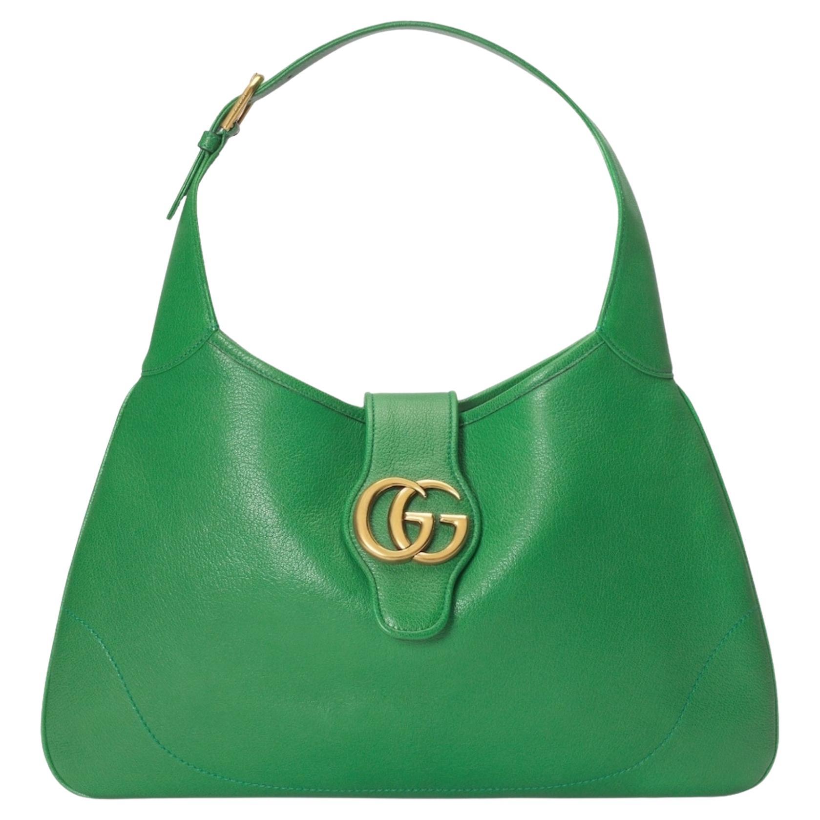 Gucci Aphrodite Green Leather Hobo Shoulder Bag
