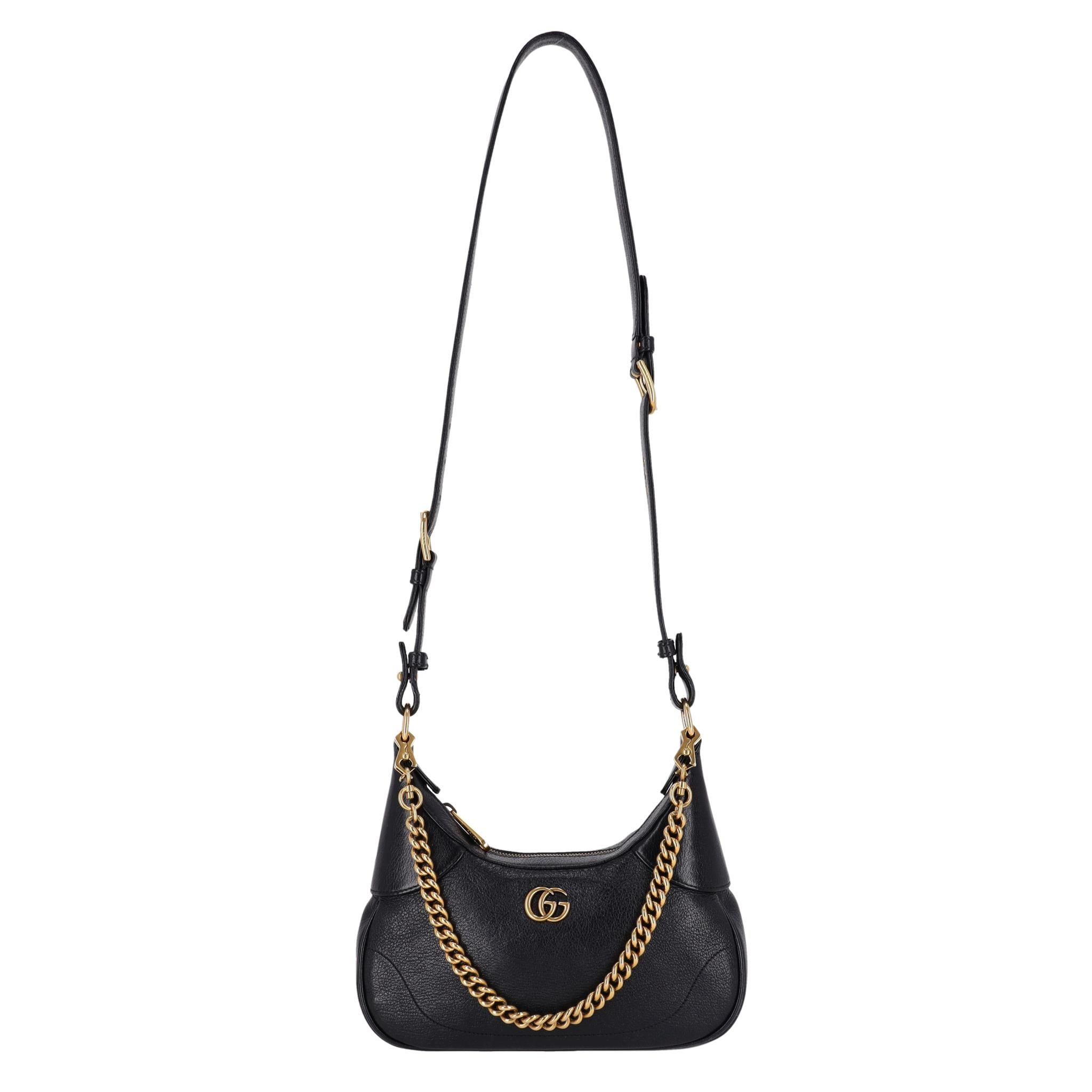 Gucci Aphrodite Kleine Umhängetasche aus Leder (Schwarz) im Angebot