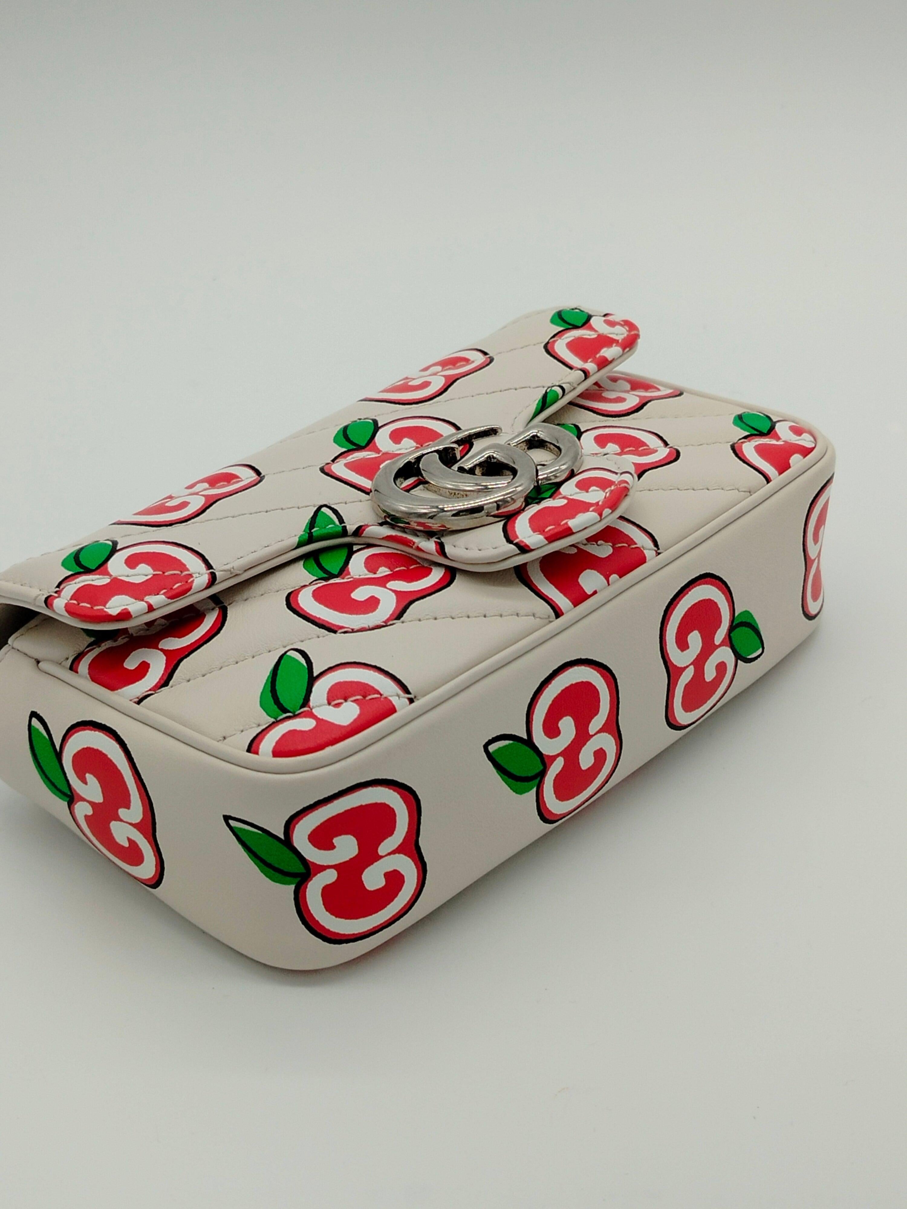 Gucci Apple Monogram Supermini Marmont Bag - '10s In Fair Condition For Sale In Milano, IT