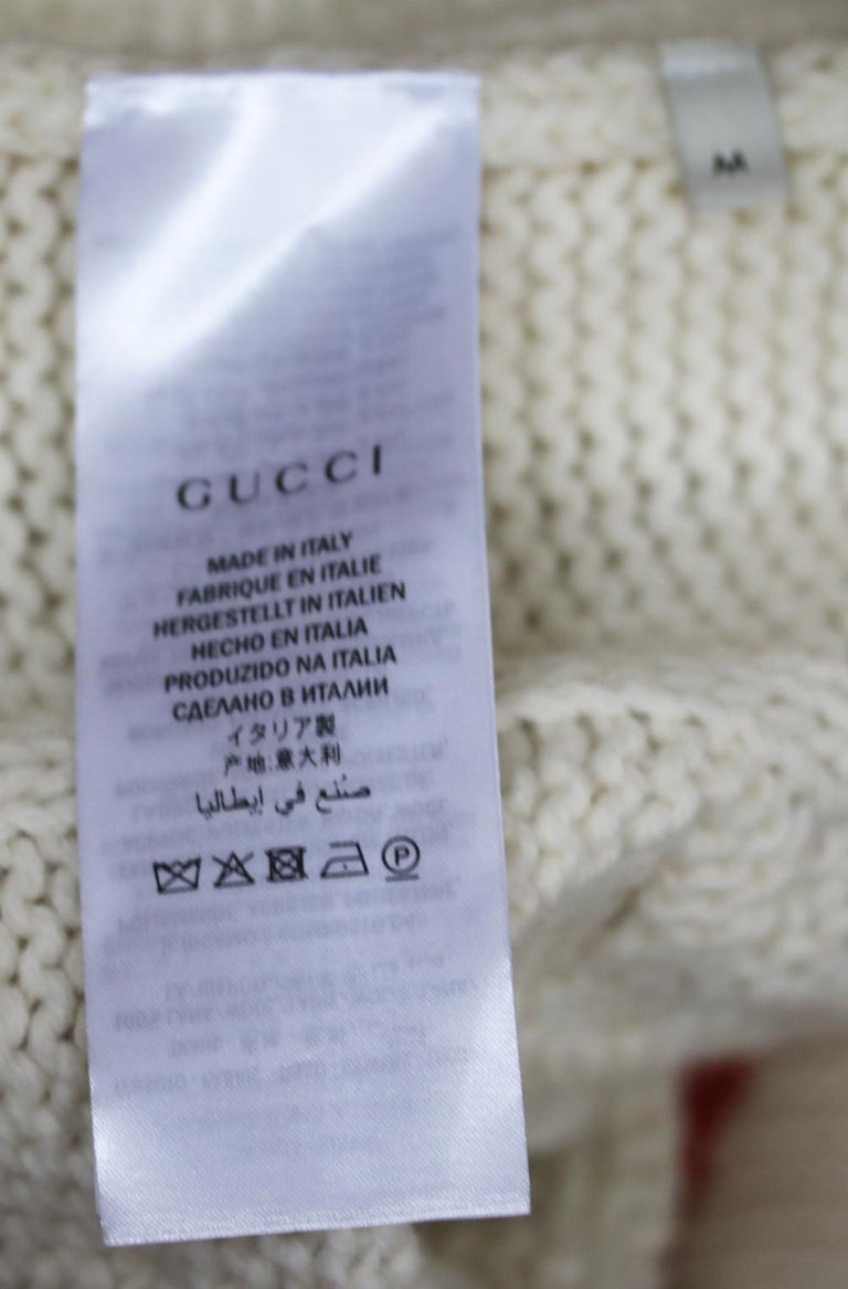 Gucci Appliquéd Cable-Knit Wool Cardigan at 1stDibs