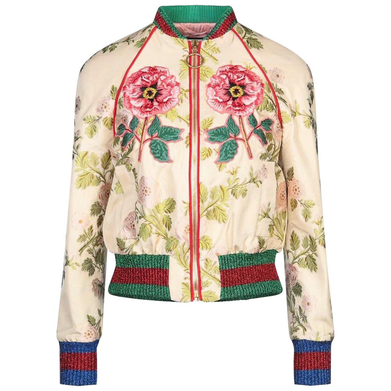Gucci Appliquéd Floral Brocade Bomber Jacket For Sale at 1stDibs | gucci  floral bomber jacket, gucci floral jacket, floral jacket
