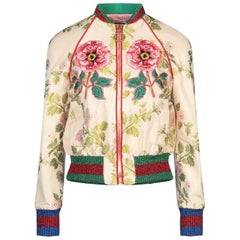 Gucci Appliquéd Floral Brocade Bomber Jacket 